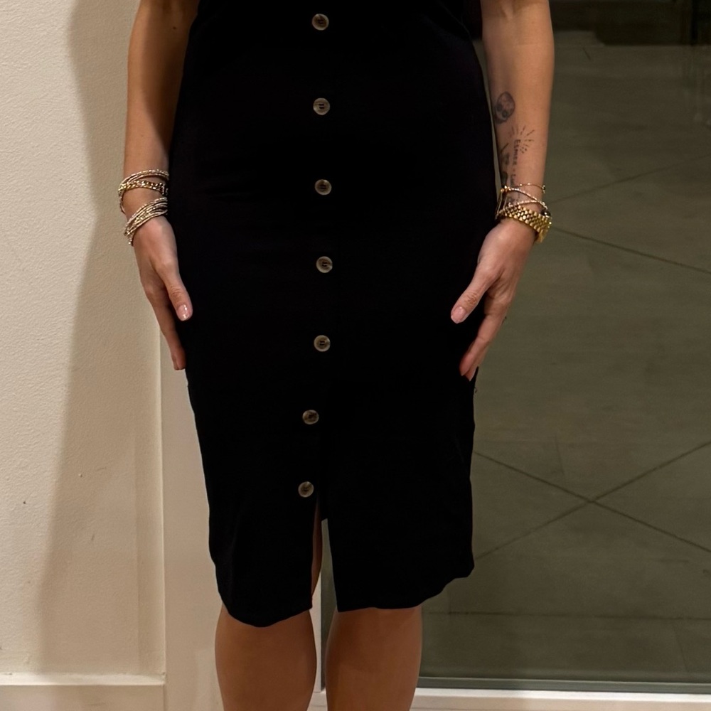 Black Button-Down Skirt